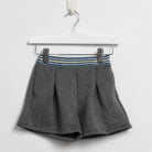 جينجرسنابس شورت بناتي مربعات بخصر مطاطي بخطوط عريضة رمادي غامق