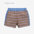 جينجرسنابس طقم بناتي تيشيرت مخطط بالعرض كت وشورت متعدد الألوان