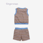 جينجرسنابس طقم بناتي تيشيرت مخطط بالعرض كت وشورت متعدد الألوان