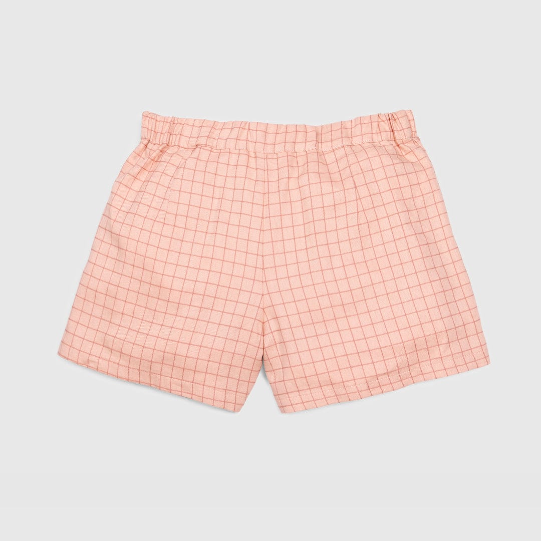 جينجرسنابس شورت كاروهات بجيوب أمامية أطفالي بنات وردي باهت