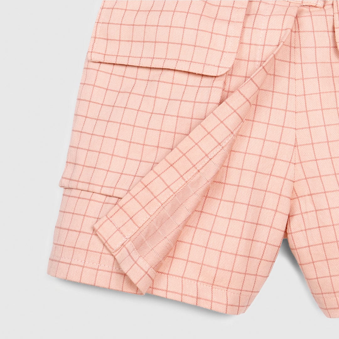 جينجرسنابس شورت كاروهات بجيوب أمامية أطفالي بنات وردي باهت