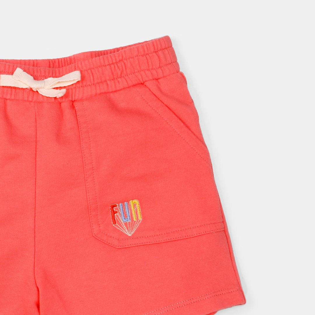 جينجرسنابس شورت بناتي سادة بجيوب أمامية ورباط وردي صدفي