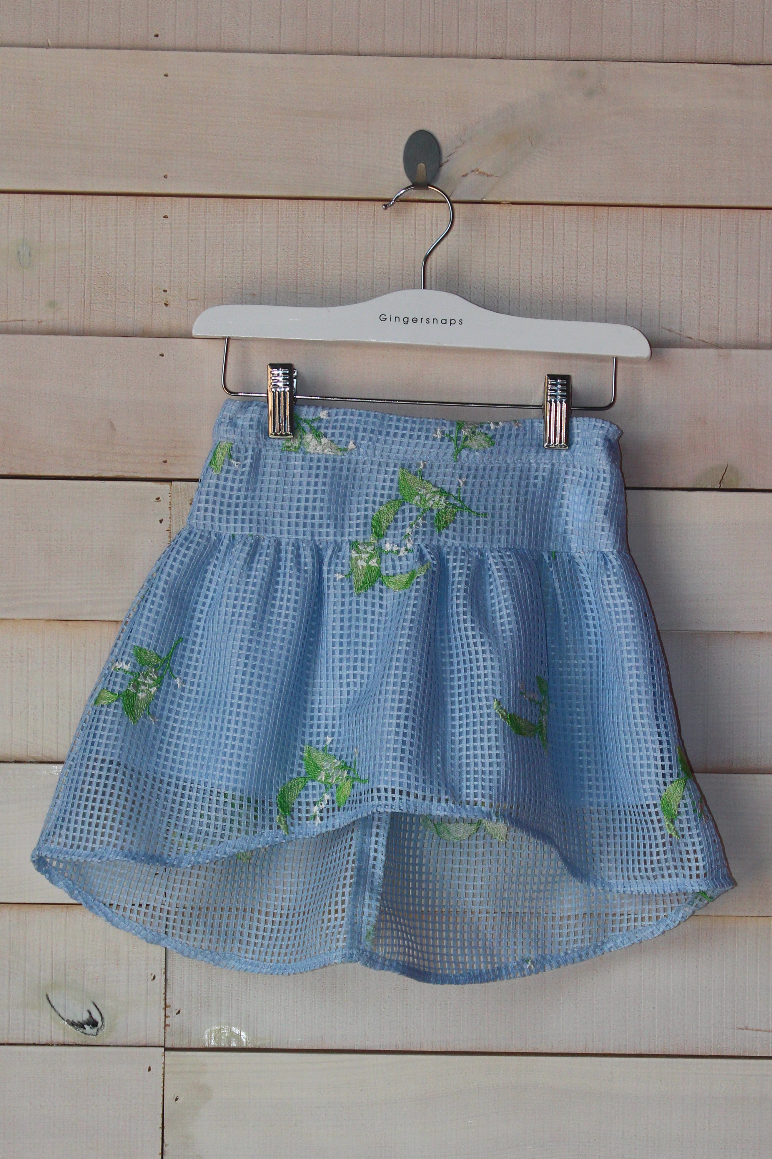 جينجرسنابس تنورة بناتي مربعات مبطنة مزينة بالورود أزرق بنفسجي فاتح