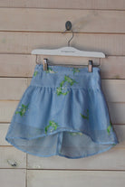 جينجرسنابس تنورة بناتي مربعات مبطنة مزينة بالورود أزرق بنفسجي فاتح