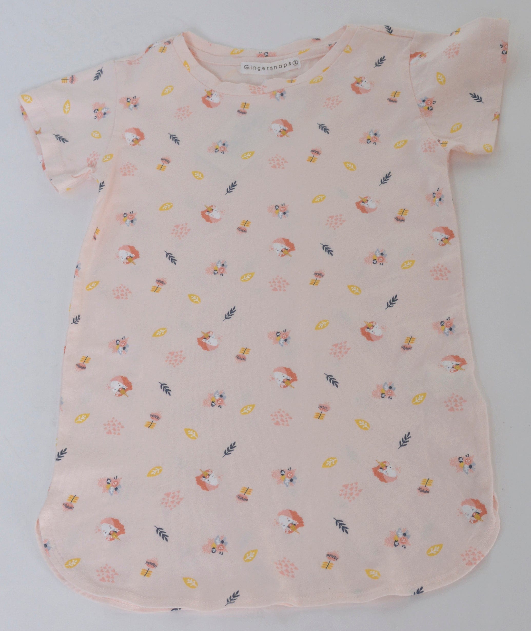 جينجرسنابس بيجامة بناتي منقوش نص كم وردي شاحب