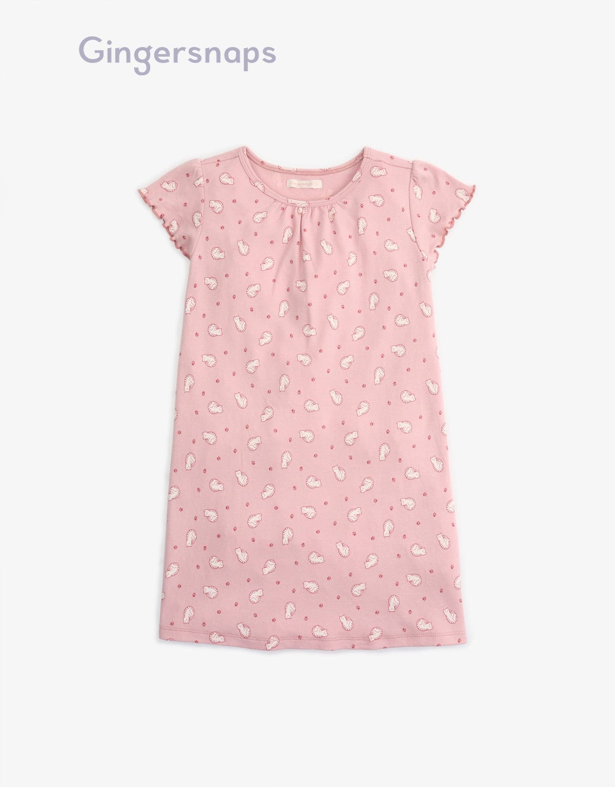 جينجرسنابس بيجامة منقوشة نص كم بناتي وردي