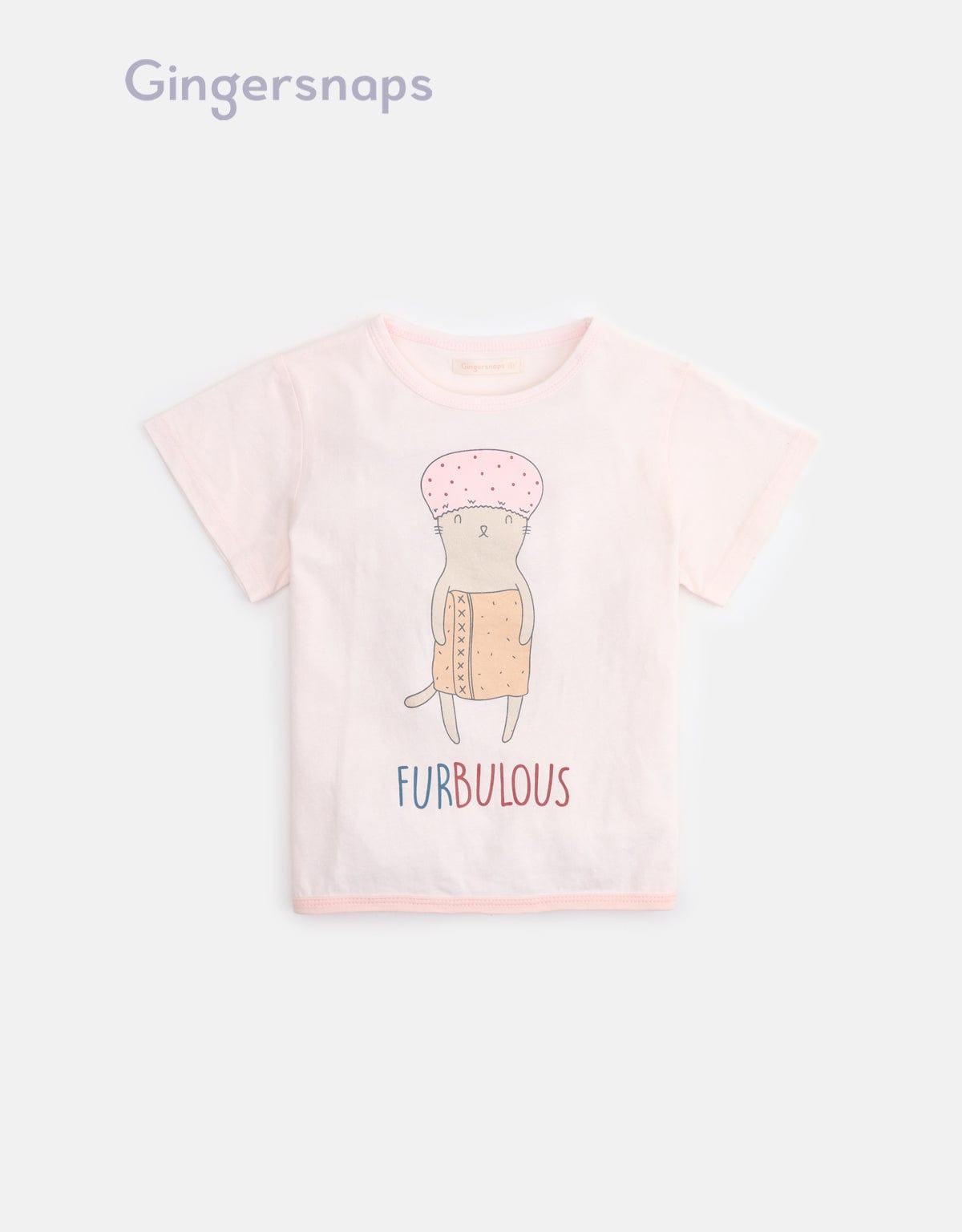 جينجرسنابس بيجامة بناتي تيشيرت مطبوع وبنطلون وردي