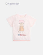 جينجرسنابس بيجامة بناتي تيشيرت مطبوع وبنطلون وردي