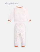 جينجرسنابس بيجامة بناتي تيشيرت مطبوع وبنطلون منقوش أبيض