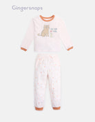 جينجرسنابس بيجامة بناتي تيشيرت مطبوع وبنطلون منقوش أبيض