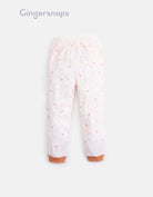 جينجرسنابس بيجامة بناتي تيشيرت مطبوع وبنطلون منقوش أبيض