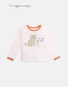 جينجرسنابس بيجامة بناتي تيشيرت مطبوع وبنطلون منقوش أبيض