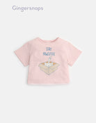 جينجرسنابس بيجامة بناتي بلوزة مطبوعة نص كم وتنورة منقوش وردي