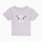 جينجرسنابس تيشيرت مطرز بالخرز كم قصير بناتي رمادي ليلكي