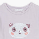 جينجرسنابس تيشيرت مطرز بالخرز كم قصير بناتي رمادي ليلكي