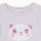 جينجرسنابس تيشيرت مطرز بالخرز كم قصير بناتي رمادي ليلكي