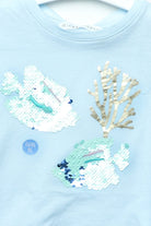 جينجرسنابس تي شيرت بناتي بطبعة لامعة مسحوق أزرق