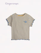 جينجرسنابس تيشيرت مخطط بالعرض كم قصير بناتي متعدد الألوان