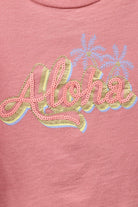 جينجرسنابس تي شيرت بناتي نص كم بنقشة طائر زهري