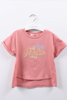 جينجرسنابس تي شيرت بناتي نص كم بنقشة طائر زهري