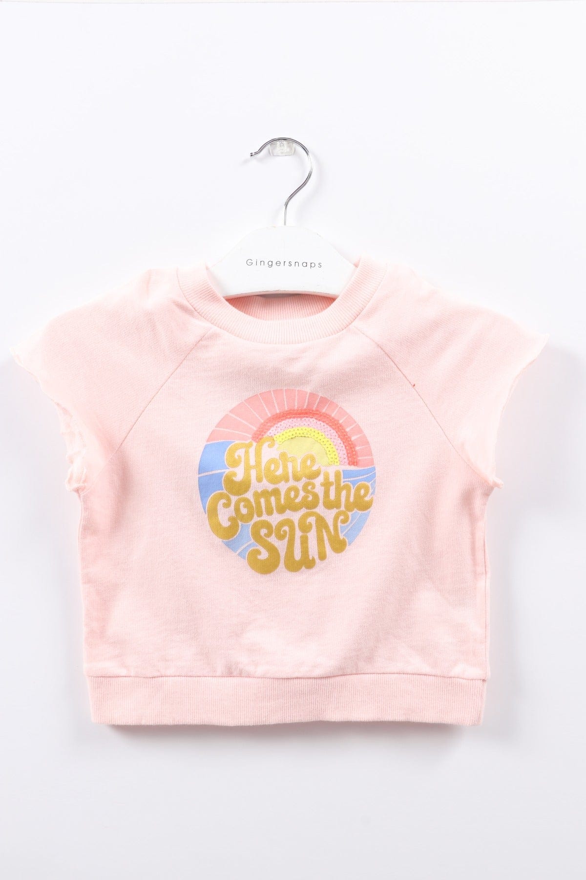 جينجرسنابس تي شيرت بناتي قصير نص كم بطبعة على الصدر أزرق