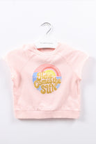 جينجرسنابس تي شيرت بناتي قصير نص كم بطبعة على الصدر أزرق