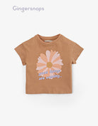 جينجرسنابس تيشيرت بنات بطبعة وردة بني