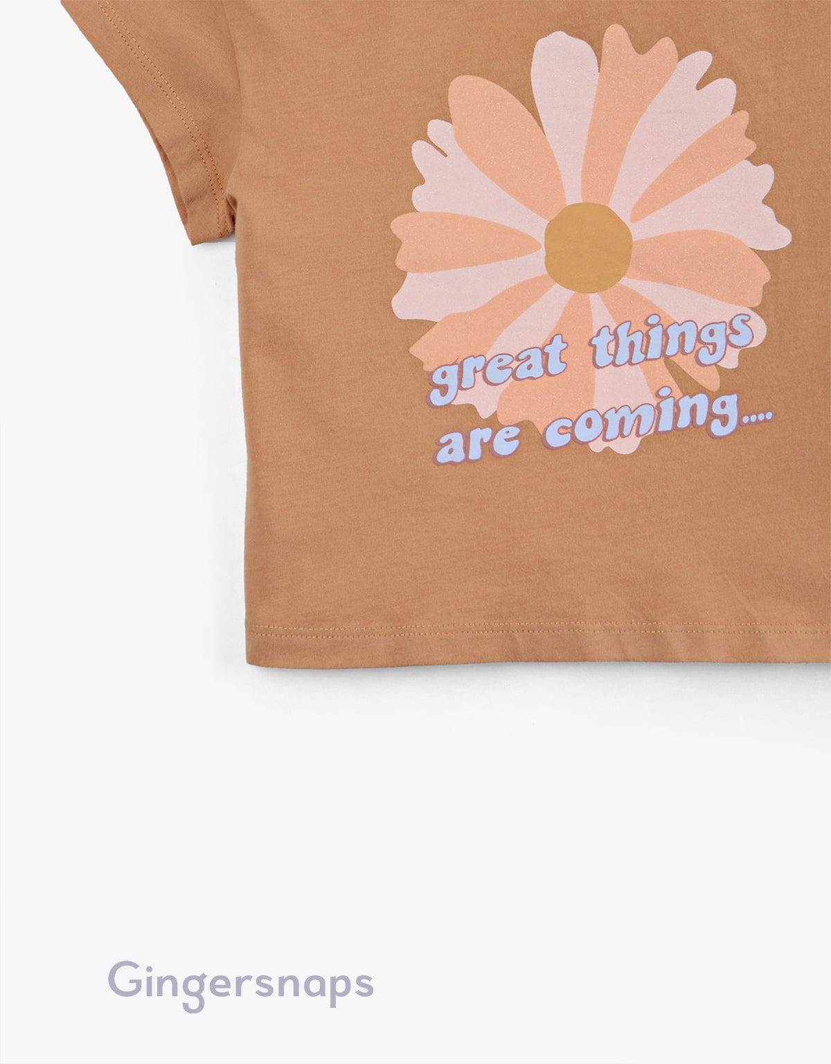 جينجرسنابس تيشيرت بنات بطبعة وردة بني