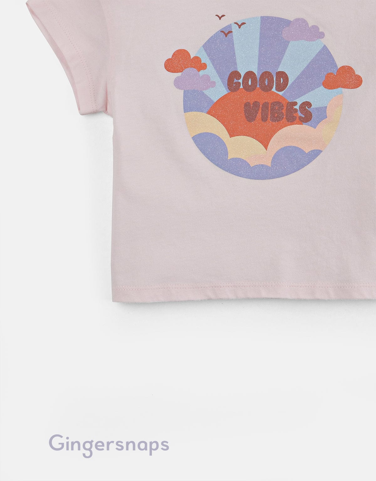 جينجرسنابس تي شيرت بناتي بطبعة شمس وردي