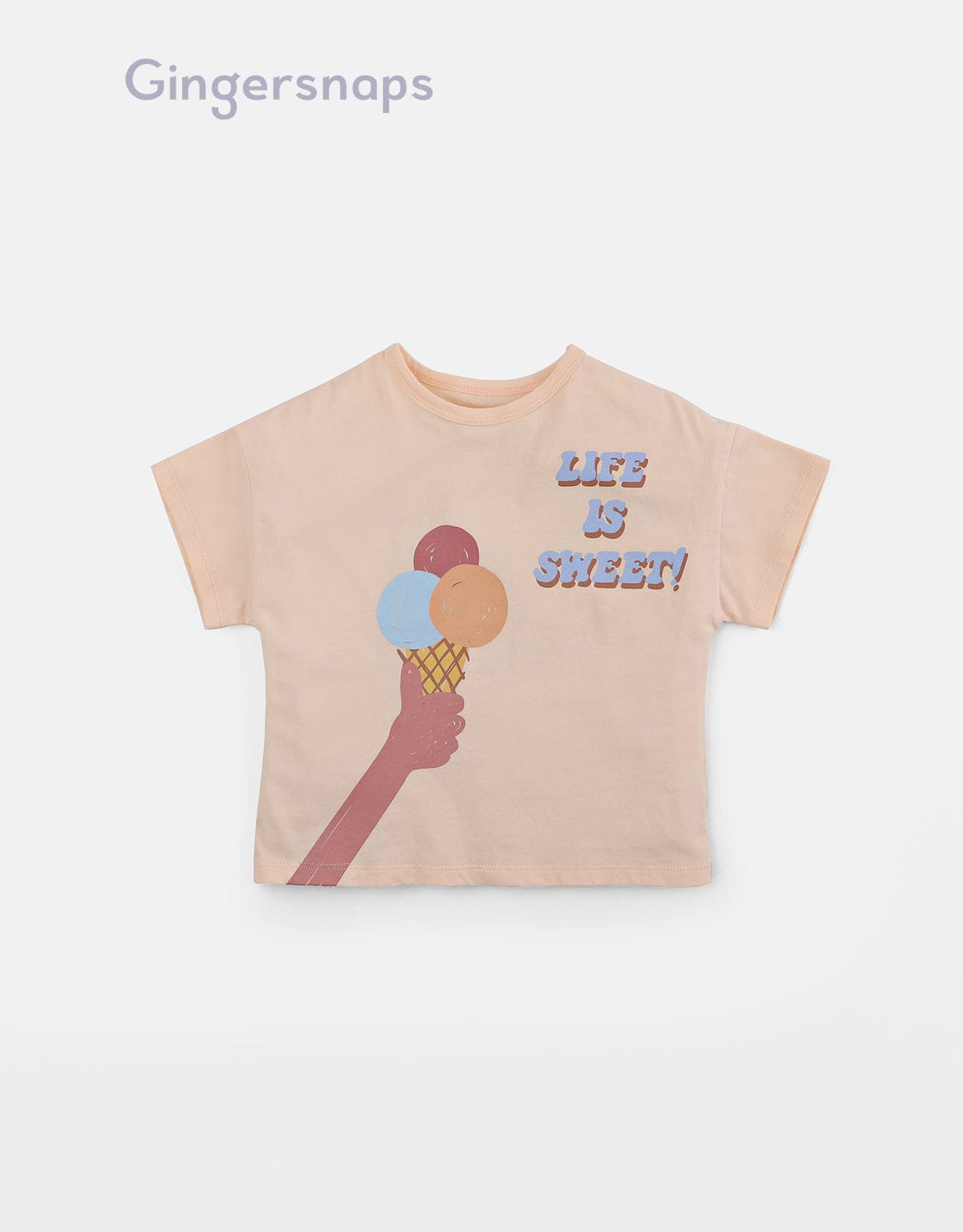 جينجرسنابس تي شيرت بنات بطبعة أيس كريم أحمر بنفسجي
