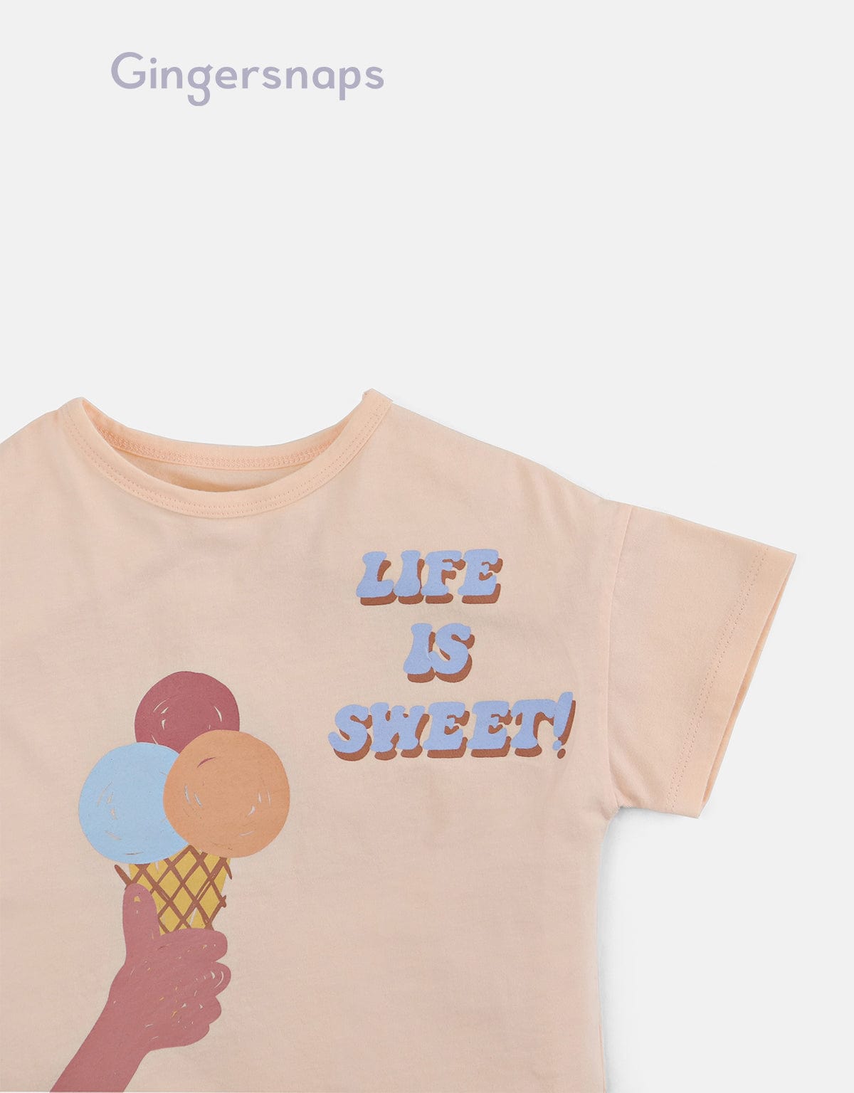 جينجرسنابس تي شيرت بنات بطبعة أيس كريم أحمر بنفسجي
