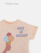 جينجرسنابس تي شيرت بنات بطبعة أيس كريم أحمر بنفسجي