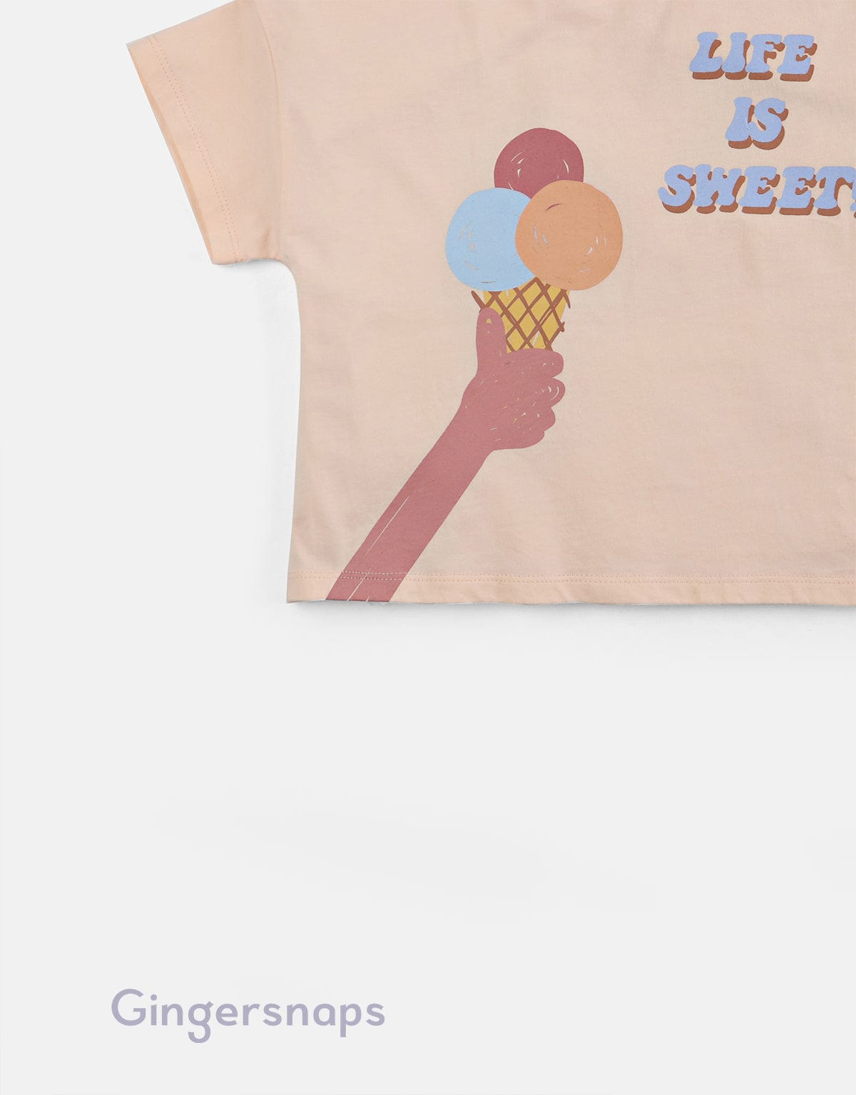 جينجرسنابس تي شيرت بنات بطبعة أيس كريم أحمر بنفسجي