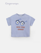 جينجرسنابس تي شيرت بنات بطبعة نظارة أزرق