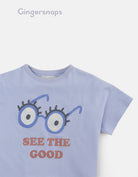 جينجرسنابس تي شيرت بنات بطبعة نظارة أزرق