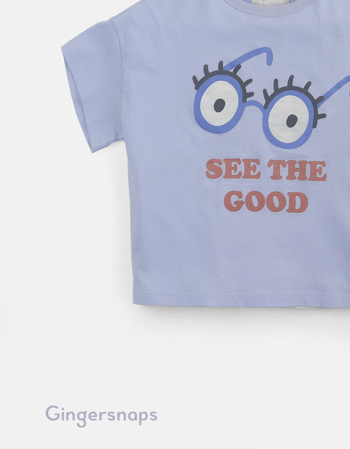 جينجرسنابس تي شيرت بنات بطبعة نظارة أزرق