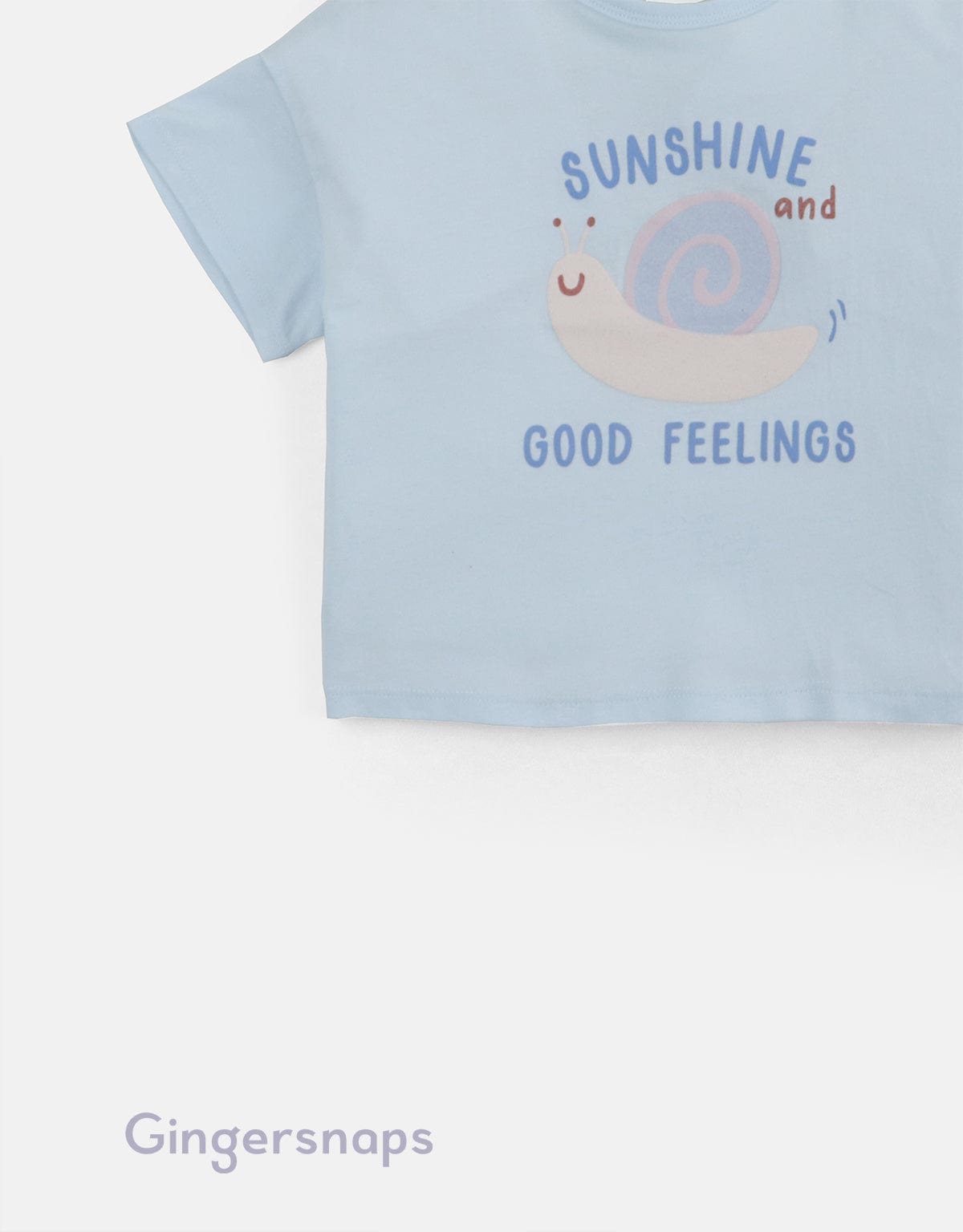 جينجرسنابس تي شيرت بنات بطبعة حلزون أزرق