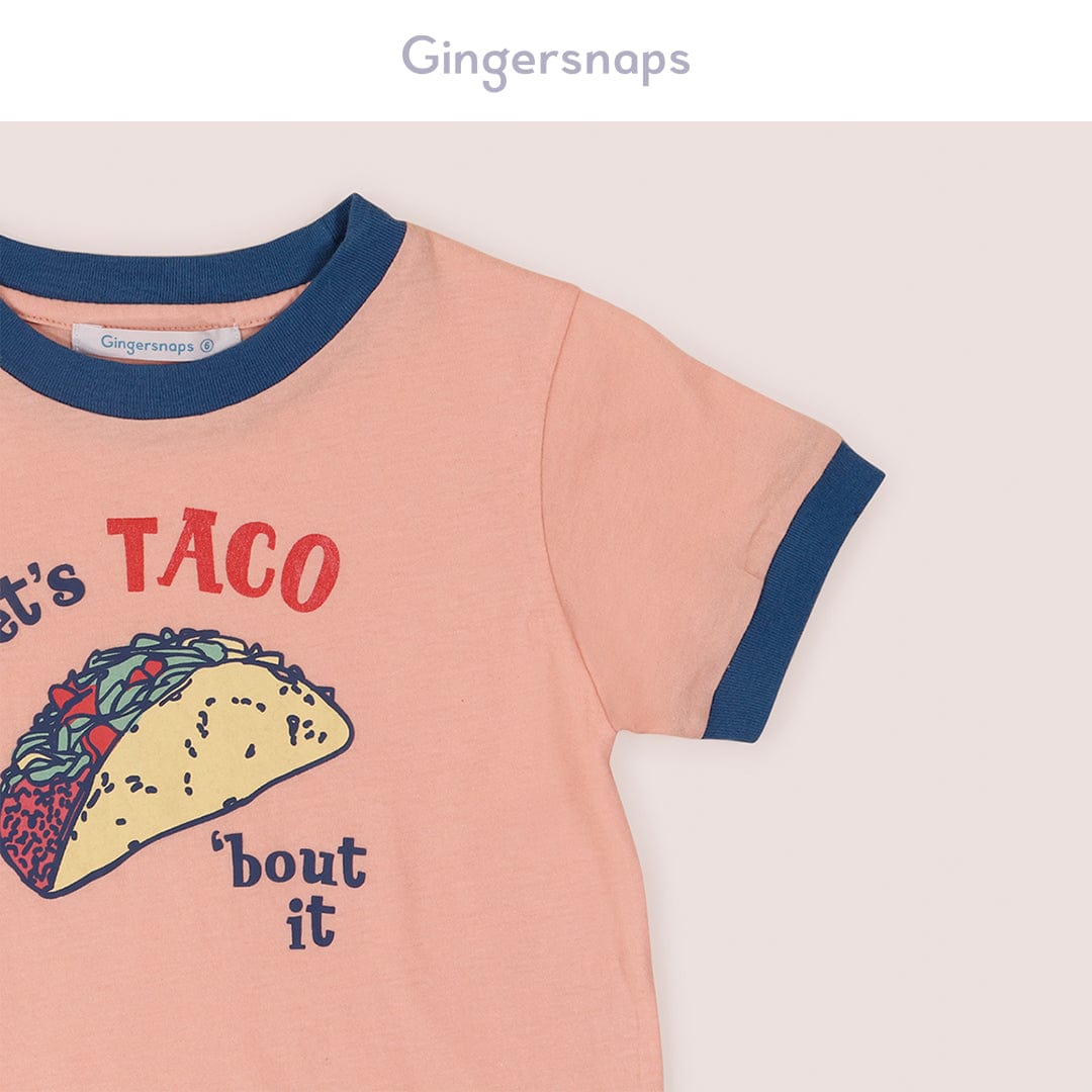 جينجرسنابس تي شيرت بناتي بطبعة تاكو أحمر بنفسجي