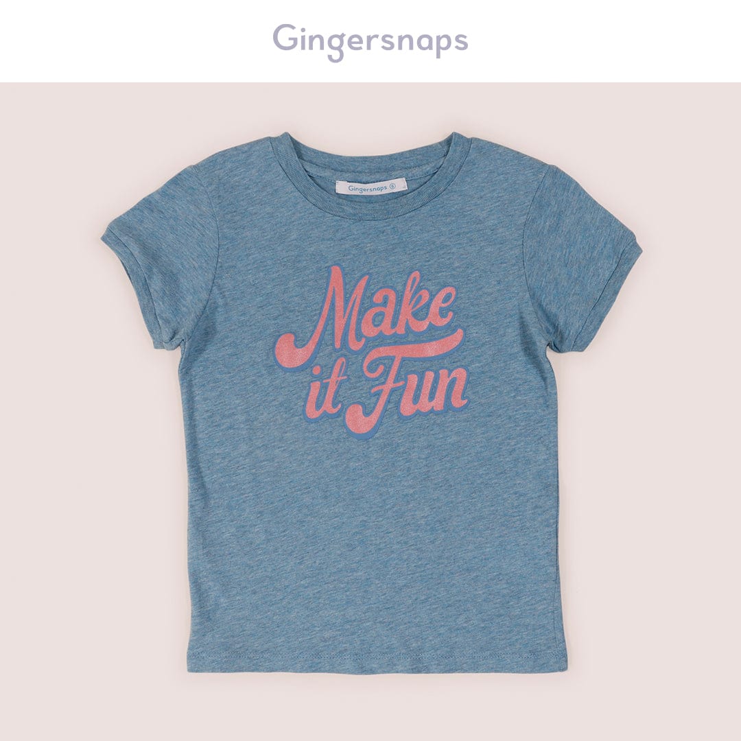 جينجرسنابس تي شيرت بناتي بطبعة كتابة أزرق فيروزي