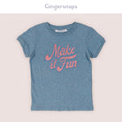 جينجرسنابس تي شيرت بناتي بطبعة كتابة أزرق فيروزي