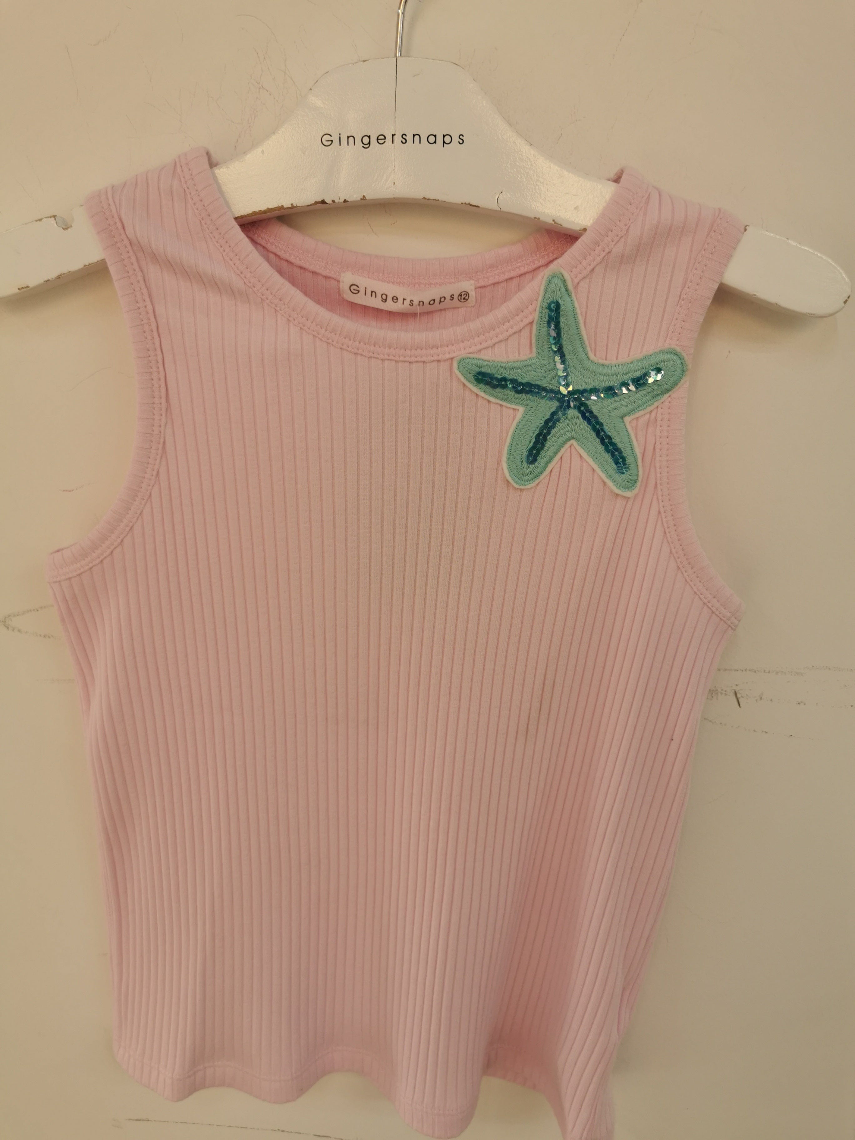 جينجرسنابس تانك توب بناتي كت مضلع سادة وردي فاتح