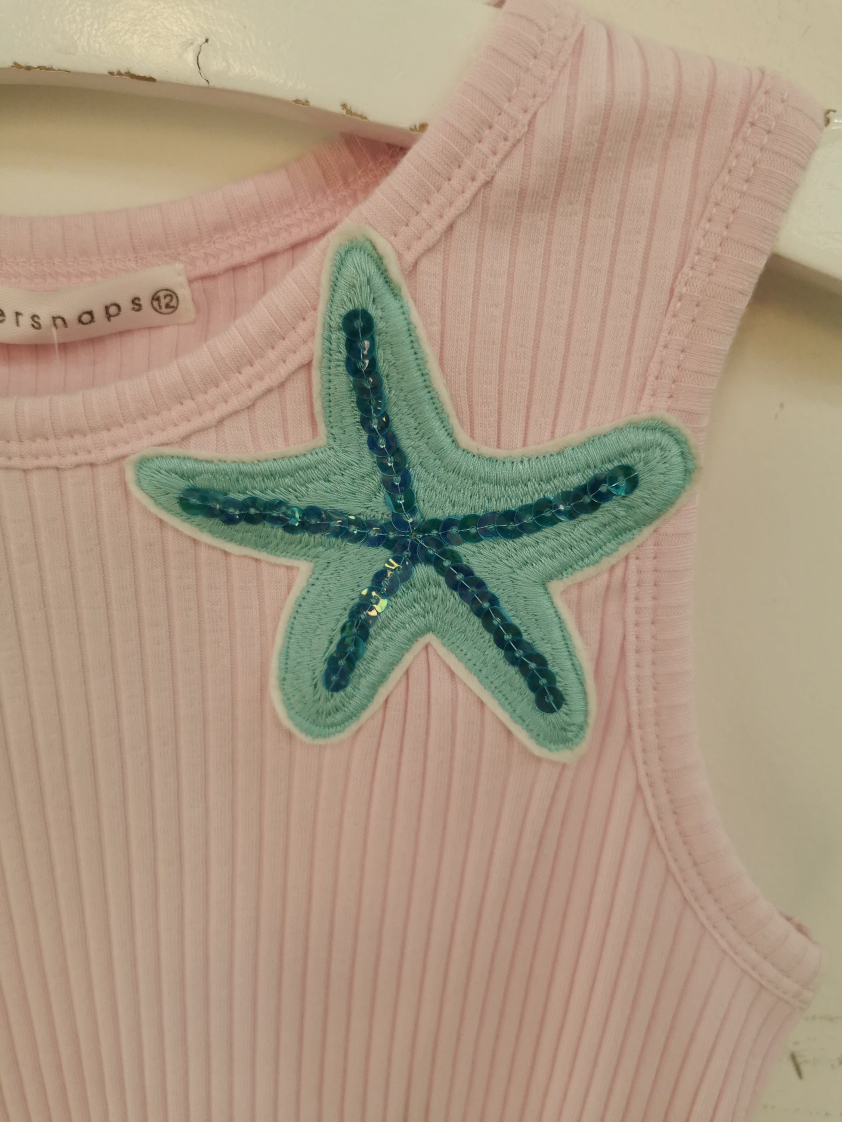 جينجرسنابس تانك توب بناتي كت مضلع سادة وردي فاتح