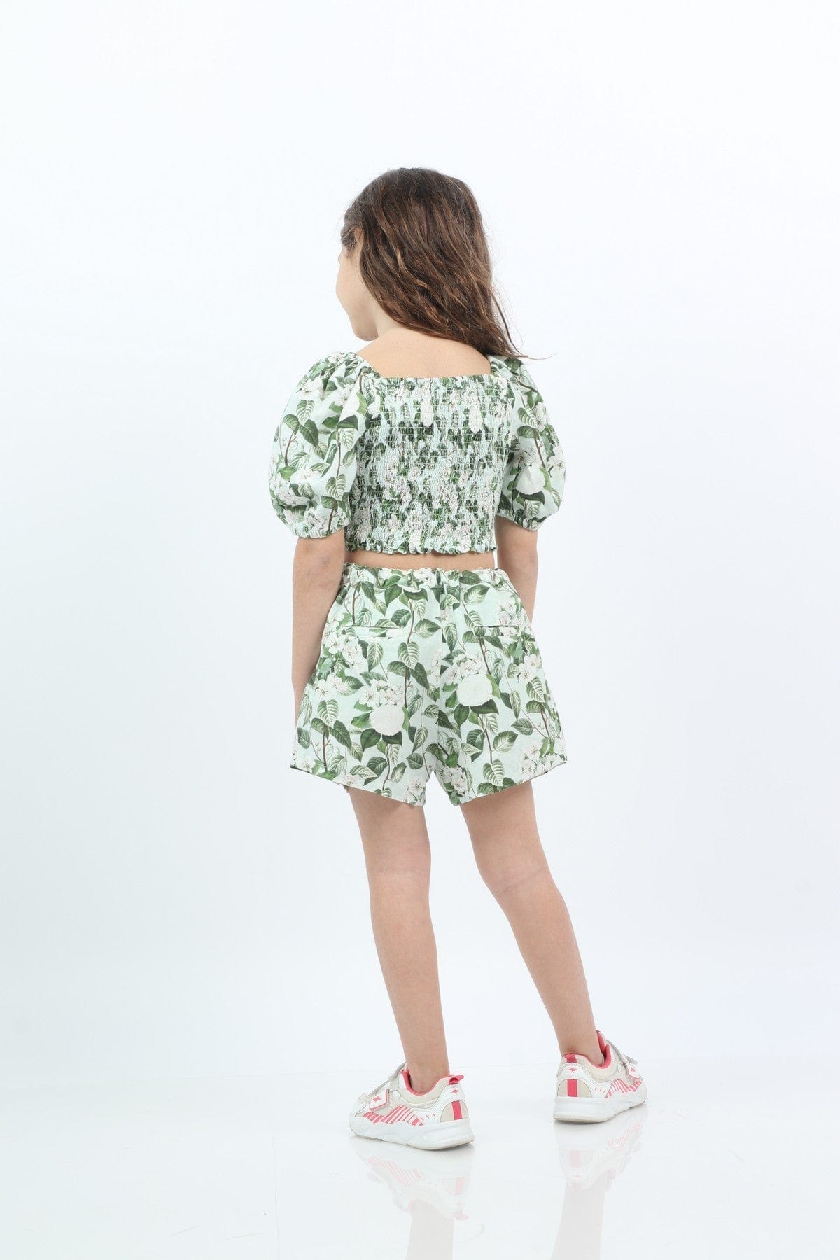 جينجرسنابس طقم شورت بناتي مشجرة وتانك توب مشجر اخضر فاتح