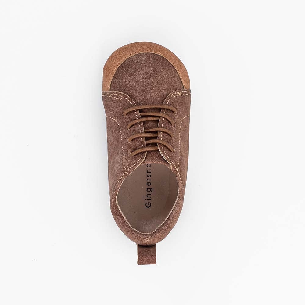 جينجرسنابس حذاء ولادي رضع برباط سادة بني غامق