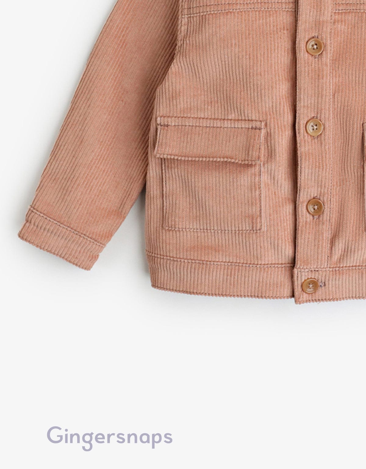 جينجرسنابس سترة رضع أولادي أزرار أمامية وجيوب كم طويل بيج