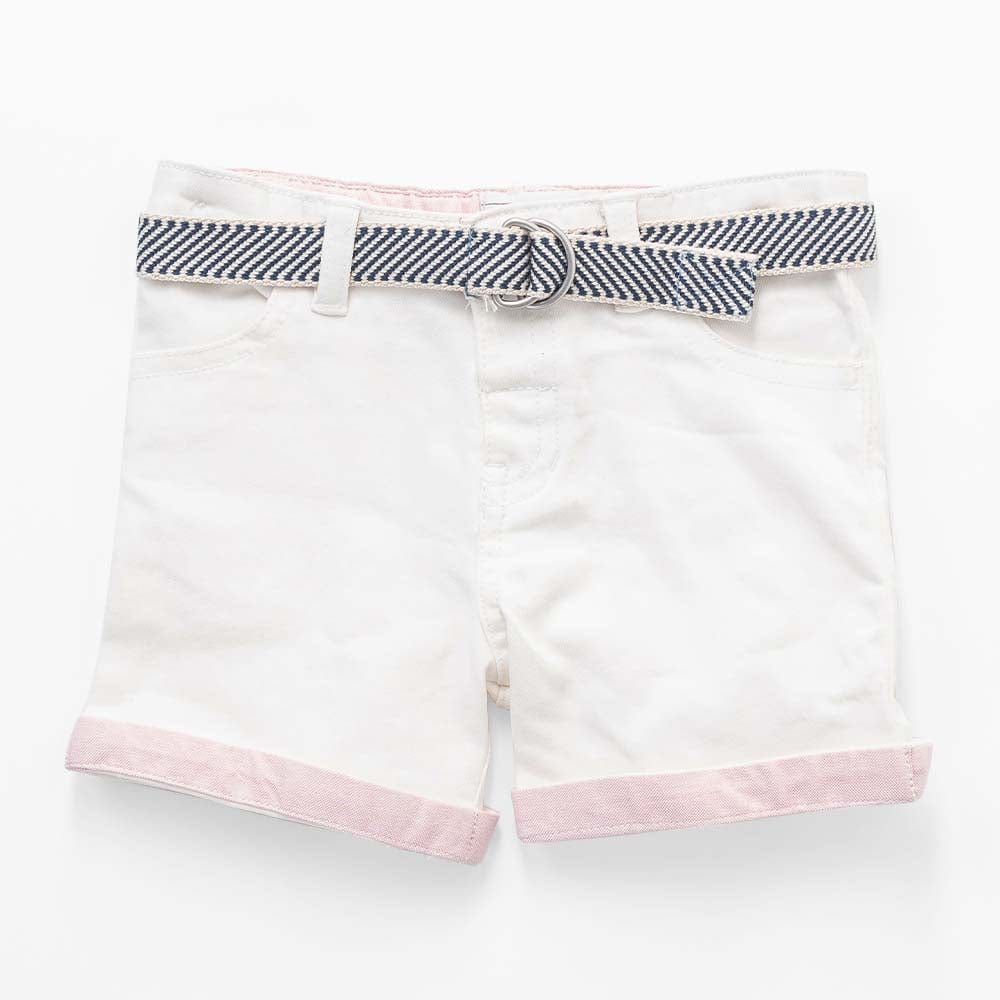 جينجرسنابس شورت جينز أبيض بحزام رضع ولادي أبيض