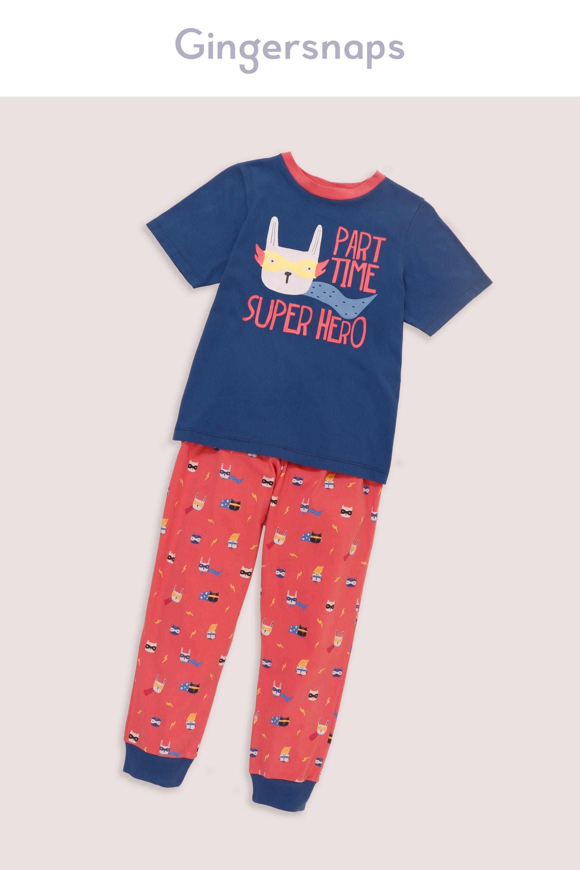 جينجرسنابس بيجامة اولاد رضع بطبعة بطل خارق ازرق واحمر