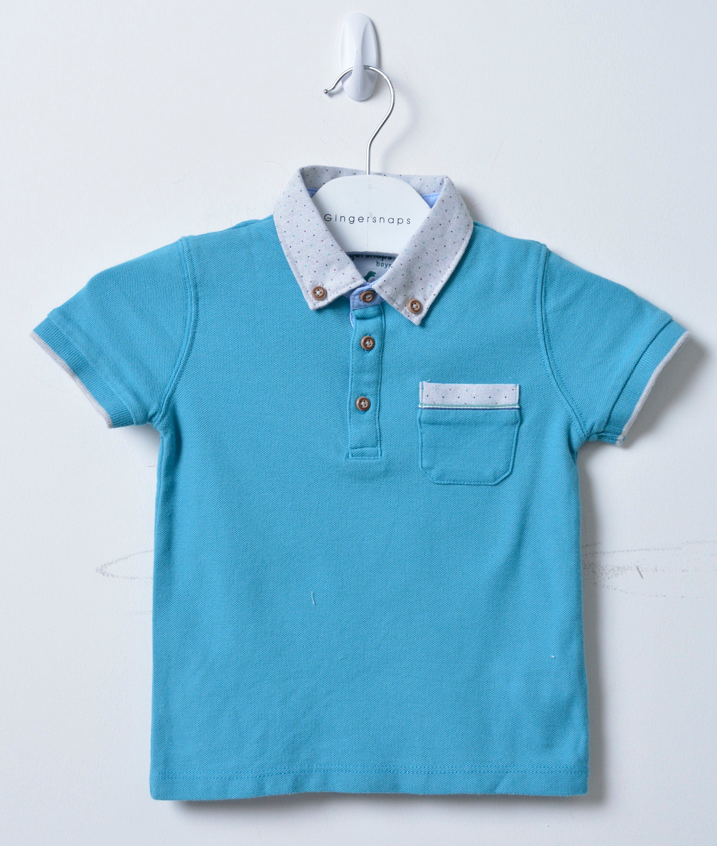 جينجرسنابس تي شيرت أولادي بولو بجيب أمامي لانترن بلو