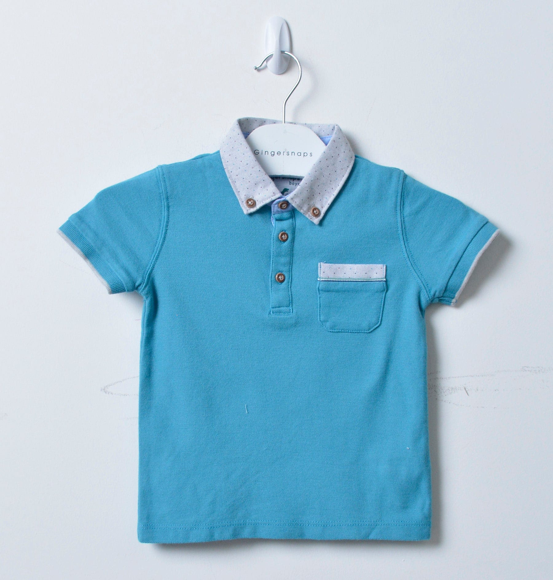 جينجرسنابس تي شيرت أولادي بولو بجيب أمامي لانترن بلو