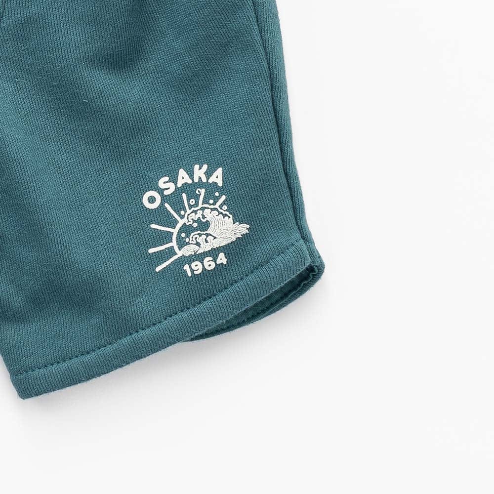 جينجرسنابس شورت قطن برباط ولادي رضع أخضر/رمادي